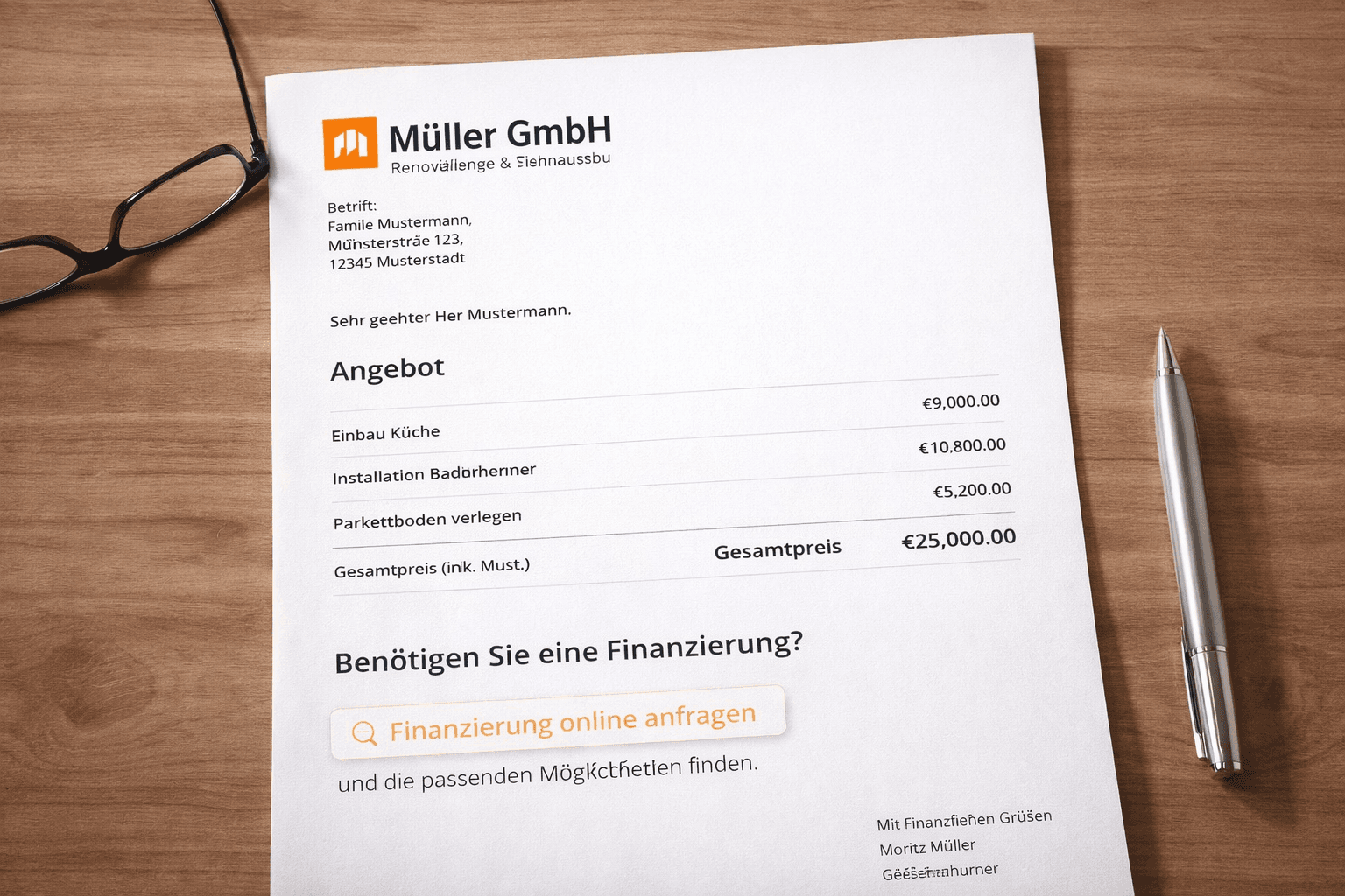 Angebot mit KredPal Finanzierungslink